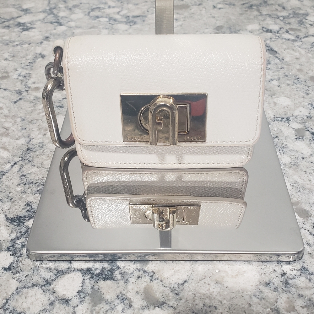 Furla Mini Leather Key Case Keychain Purse Charm